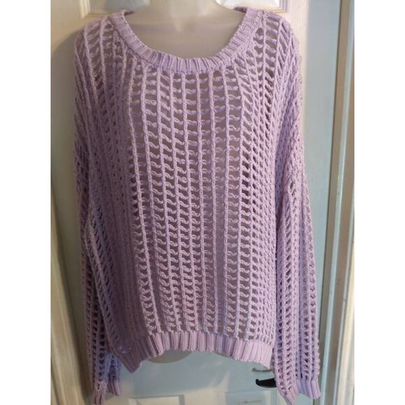 Veveret Top Open Knit Crochet Lavender Sz L Beach Boho Fairy - Picture 1 of 10